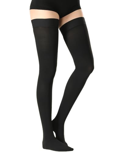Medical Thigh High Compression Stockings for Women & Men Closed Toe - color: Closed Toe Black, size: Medium