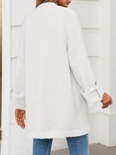Saodimallsu Womens Oversized Long Cardigan Sweaters Casual Fall Trendy Coat - color: White, size: XX-Large