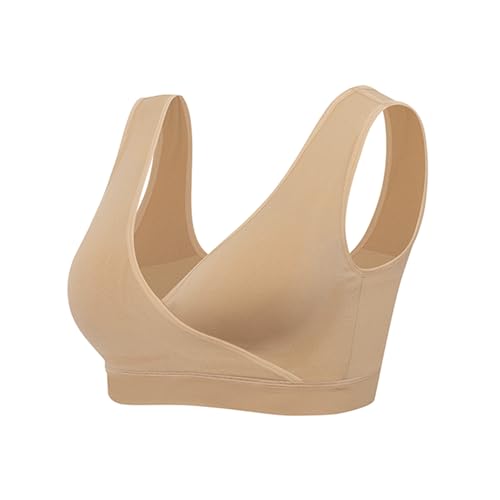 Lemef Nursing Sleep Bras Wirefree Maternity Breastfeeding Bras 3 Pack - color: 1*beige (No Padding), size: Small