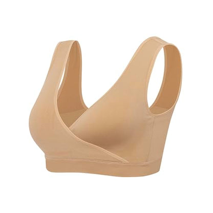 Lemef Nursing Sleep Bras Wirefree Maternity Breastfeeding Bras 3 Pack - color: 1*beige (No Padding), size: Small