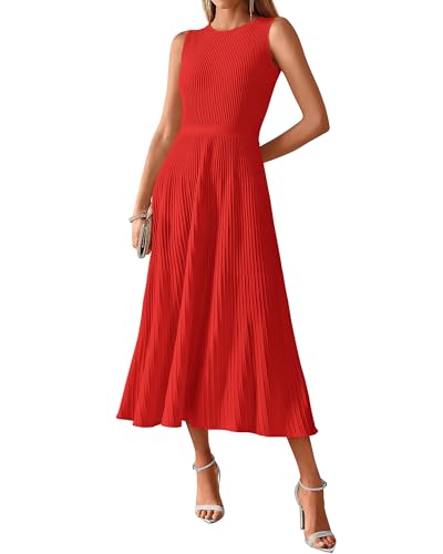 BTFBM Women Midi Bodycon Tank Dress - color: Brick Red, size: Medium