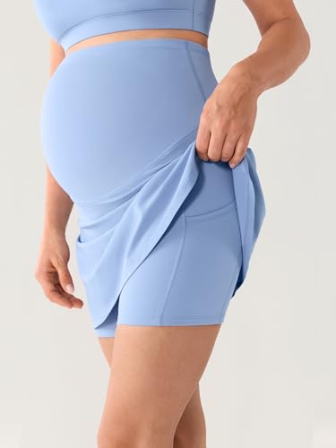 MOMANDA A Line Maternity Tennis Skirts - color: Moonlight Blue, size: Small