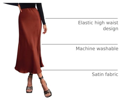 BTFBM Long Skirts for Women 2026 Fall Outfits - color: Brown, size: X-Large