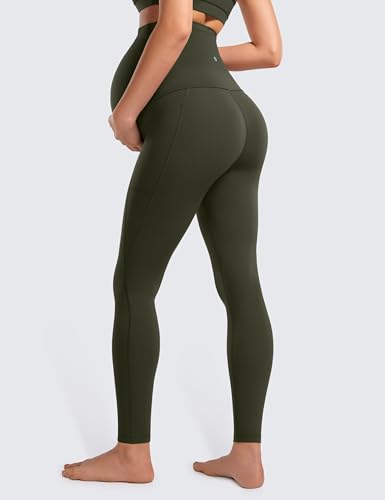 CRZ YOGA Maternity Leggings Pockets 28" - color: Olive Green, size: Large