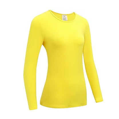 OThread & Co. Women's Long Sleeve T-Shirt Comfy Underscrub Tee Basic Stretch Layer - color: Yellow, size: Small