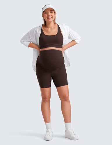 CRZ YOGA Maternity Biker Shorts 6" - color: Hot Fudge Brown, size: Small
