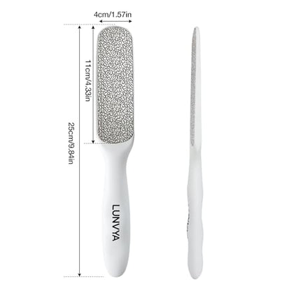 Double-Sided Nickel Foot File, Callus Remover Pedicure Exfoliator (White) - color: White