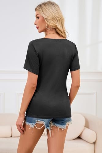 Smallshow Women's 4 Pack Ribbed Short Sleeve Nursing Tops - color: Blue-black-deep Grey-light Grey(4 Packs), size: X-Large