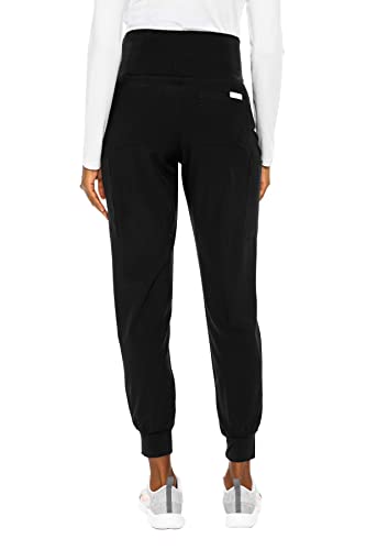 Med Couture Jogger Pants Scrub Bottoms with 4 Pockets - color: Black, size: Large Petite