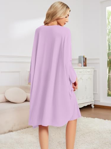 CRIPOM Plus Size Moo Moos for Women Oversized Sleep Shirts with Pockets - color: Purple Pure