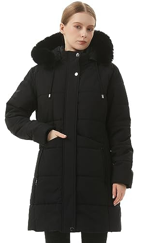 MOERDENG Women's Warm Winter Puffer Coat Waterproof Long Down Jacket - color: Black, size: X-Large