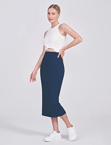 POSHDIVAH Maternity Skirt Over The Belly - color: Navy Blue, size: Large