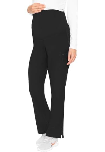Med Couture Touch Maternity Scrub Pant Straight Leg with 3 Pockets - color: Black, size: Medium
