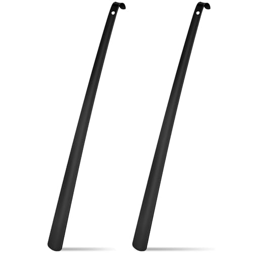 2 Pcs 31.5'' Extra Long Metal Shoe Horn for Elderly, Black - color: Black, size: 31.5''