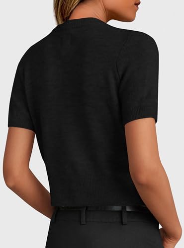 PRETTYGARDEN Womens Summer Cardigan Short Sleeve Sweater - color: Black, size: X-Large