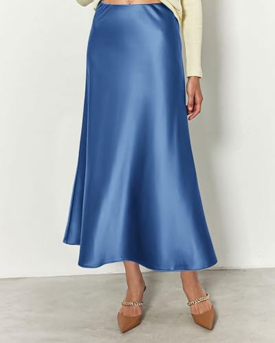 BTFBM Long Skirts for Women 2026 Fall Outfits - color: Blue, size: Small