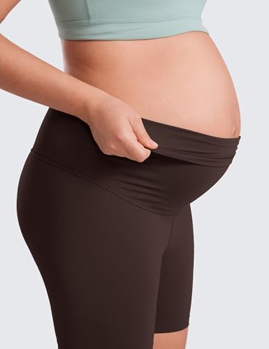 CRZ YOGA Maternity Biker Shorts 6" - color: Hot Fudge Brown, size: Small