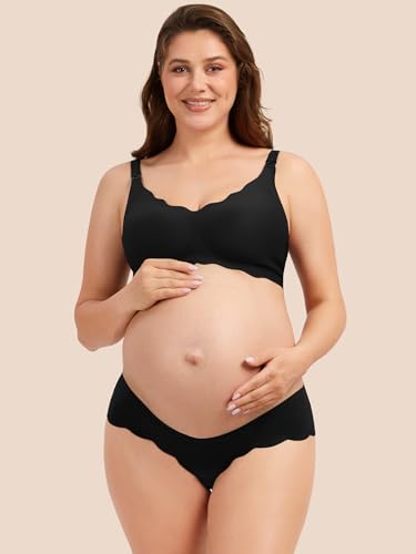 Angelhood 5 Pack Seamless Maternity Underwear, Pregnancy Postpartum Panties - color: Multicoloured C, size: Medium