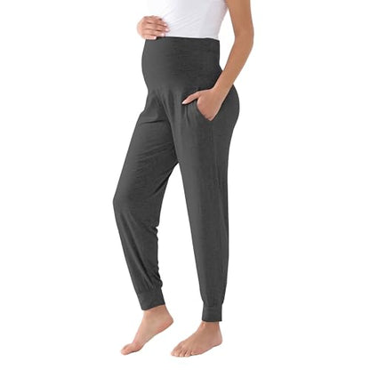 Viscose for Bamboo Maternity Loose Lounge Jogger Pants - color: Dark Grey, size: X-Large