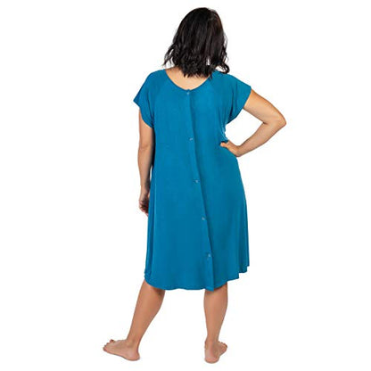 Three Little Tots Plus Size Labor and Delivery Hospital gown Maternity Nursing Nightgown Multi - color: Blue, size: Large-X-Large