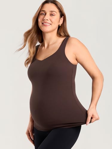 MOMANDA Maternity Nursing Tank Tops - color: Hot Fudge Brown, size: Medium