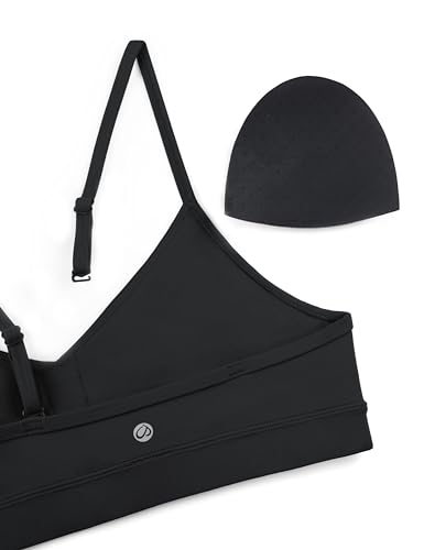 CRZ YOGA Butterluxe V Neck Sports Bras - color: Black, size: Large