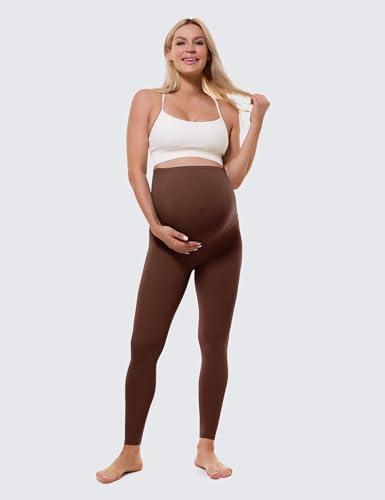 Buttergene Maternity No Front Seam Legging 25" - color: Hot Fudge Brown, size: Large