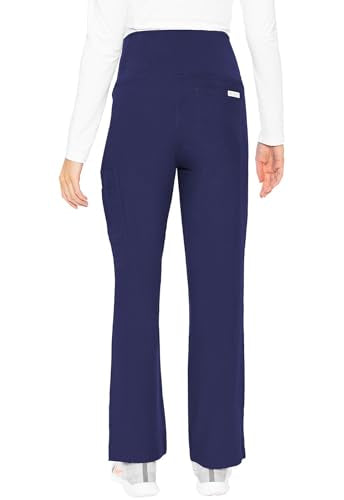 Med Couture Touch Maternity Scrub Pant Straight Leg with 3 Pockets - color: Navy, size: Small Petite