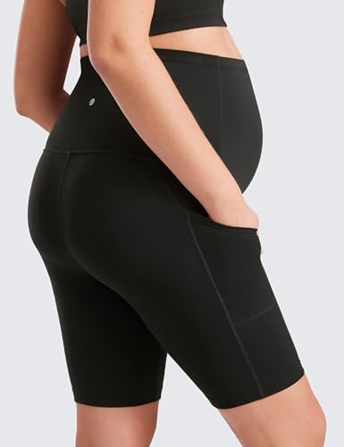 CRZ YOGA Maternity Biker Shorts Pockets 8" - color: Black, size: Large