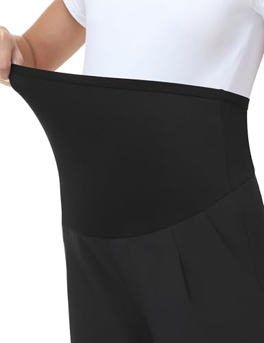 Maternity Pants Work Stretchy Wide Leg Dress Pant - color: Black, size: Small
