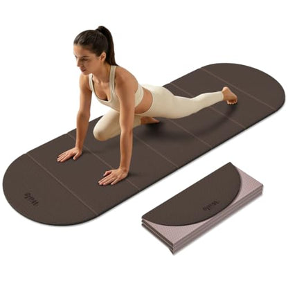 WeiLa Foldable Yoga Mat,10mm Extra Thick,Extra Long (75"x26") for Women&Men - color: Brown &Bamboo Cream