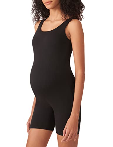 POSHDIVAH Maternity Romper Shorts Double Lined Jumpsuit - color: Black, size: XX-Large