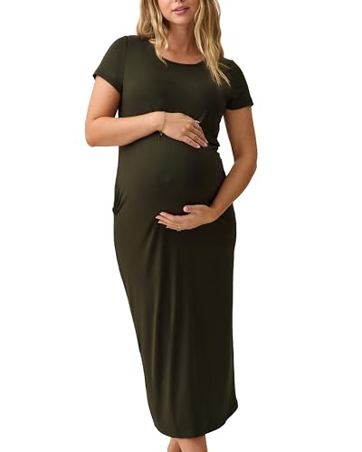 Kindred Bravely Essentials Maternity Nursing Maxi Dress for Breastfeeding - color: Thyme, size: Large