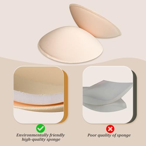 URSMART Round Bra Inserts Pads, Removable and Washable Bra Cups Inserts for Bikinis Top Swimsuit Sport Bra - color: A/B Beige