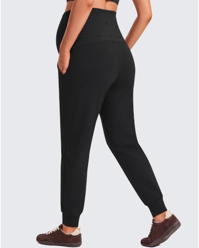 G4Free EverGoing Maternity Joggers with Pockets Drawstring Pregnancy Pants - color: Black, size: Medium