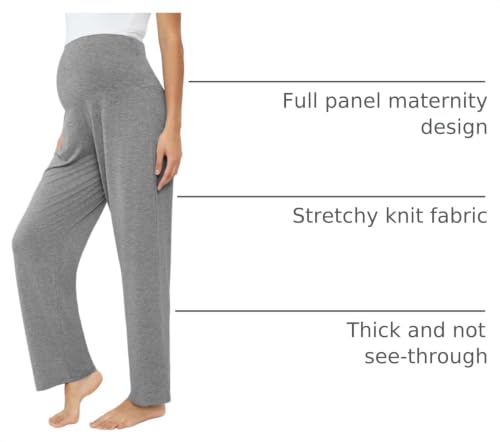 Joyaria Bamboo Viscose Maternity Sweatpants Over Belly Lounge Pants - color: Grey, size: Large