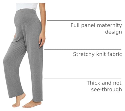 Joyaria Bamboo Viscose Maternity Sweatpants Over Belly Lounge Pants - color: Grey, size: Medium