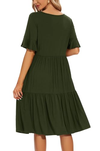Smallshow Women's Ruffle Maternity Nursing Dress - color: Army Green, size: Medium