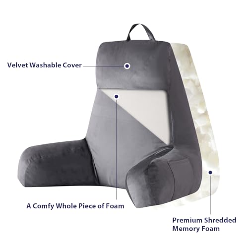 IPYNBAP Back Pillow for Bed Sitting up, Reading Pillow, 24 Inch, Grey - color: Grey, size: Large(24inch)