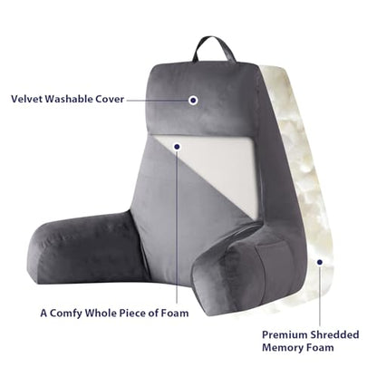 IPYNBAP Back Pillow for Bed Sitting up, Reading Pillow, 24 Inch, Grey - color: Grey, size: Large(24inch)
