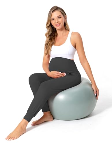 Foucome Women's Maternity Pants Comfy Stretchy Joggers Sweatpants - color: 2pack Black/Dark Grey, size: Small
