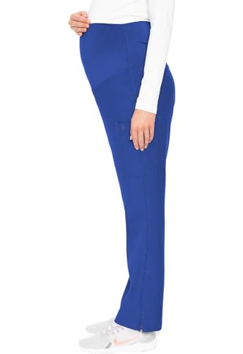 Med Couture Touch Maternity Scrub Pant Straight Leg with 3 Pockets - color: Royal, size: X-Small