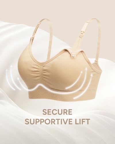 Stelle Nursing Bras Maternity Bralette Seamless for Breastfeeding - color: 1 Pack Beige, size: X-Large
