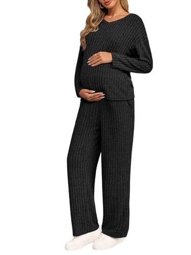 Yousify Womens Maternity Pajamas Sets 2 Piece Outfits - color: Black, size: XX-Large
