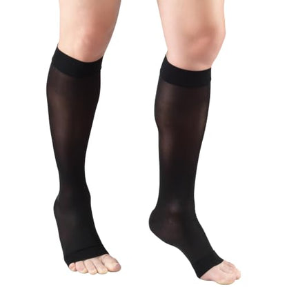 Truform Sheer Compression Stockings, 8-15 mmHg, Women's Knee High Length, 20 Denier - color: Black, size: Large (1 Pair)