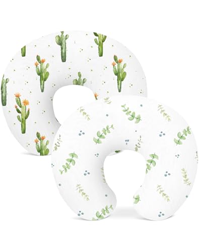 Nursing Pillow Covers 2 Pack, Stretchy Breastfeeding Pillow Covers for Baby - color: Desert Green