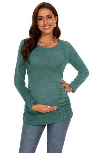Smallshow Women's Maternity Sweater Shirt Long Sleeve - color: Grey Green, size: Small