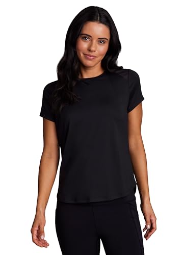 RBX Active Women's Workout Top with Mesh Panels, Breathable Quick Drying Gym Running T-Shirt, with Plus Sizes - color: Black, size: 2X