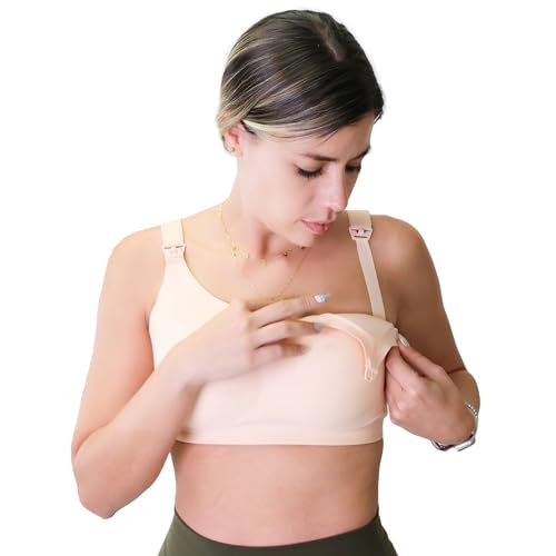 Zomee Nursing Bra for Breastfeeding, Seamless Wire-Free Bralette - size: Large