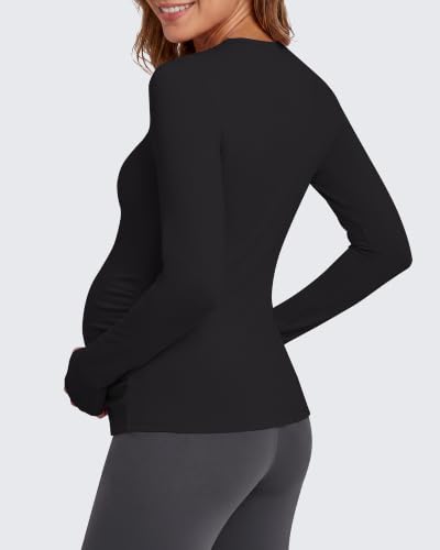 G4Free Lyocell Maternity Long Sleeve Shirts Ruched Crewneck Pregnancy Top - color: Black, size: XX-Large